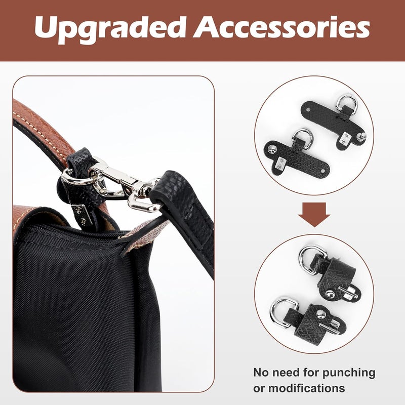 dadop Strap Kit Compatible with Longchamp Mini Bags - Leather Adjustable Purse Straps for Women's Mini Shoulder Bag - Image 3